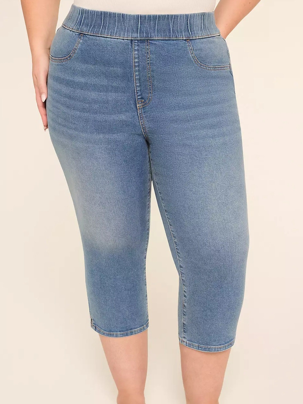 Lane Bryant Mid Blue High-Rise Pedal Jeggings (Capri)